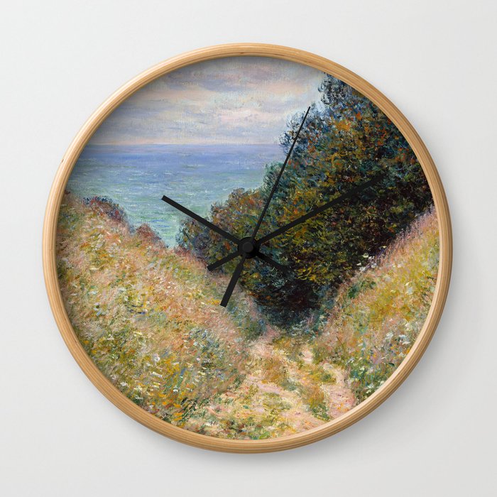 Claude Monet "Road at La Cavée, Pourville" Wall Clock