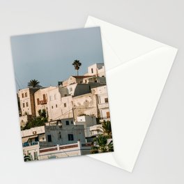 Town View; Chora, Naxos, Cycladic Island of Greece | Sunset Over Mediterranean City | Travel Photography Stationery Card