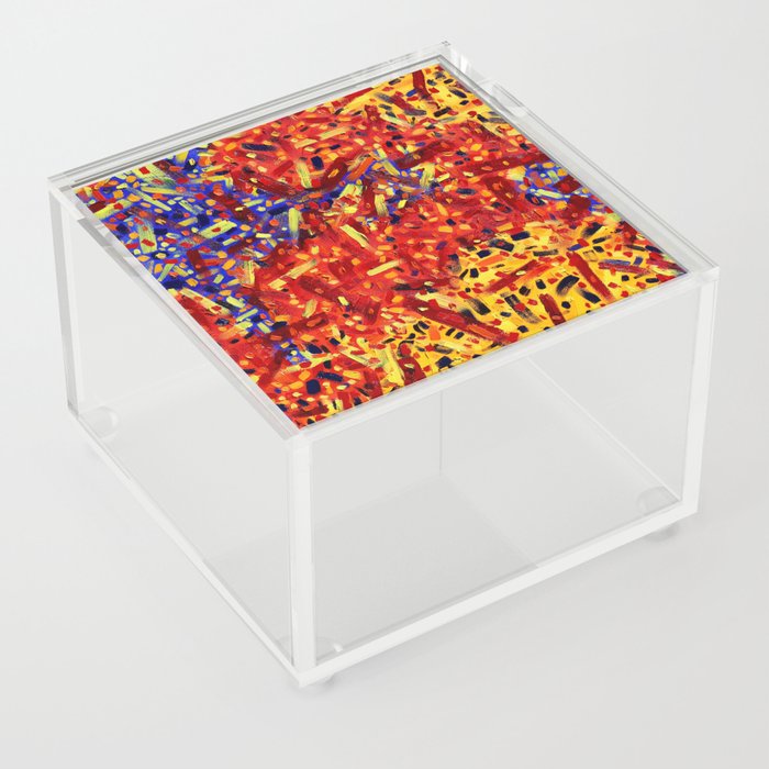 Red Yellow and Blue Gestural Abstract Acrylic Box