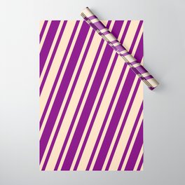 [ Thumbnail: Purple & Bisque Colored Striped/Lined Pattern Wrapping Paper ]