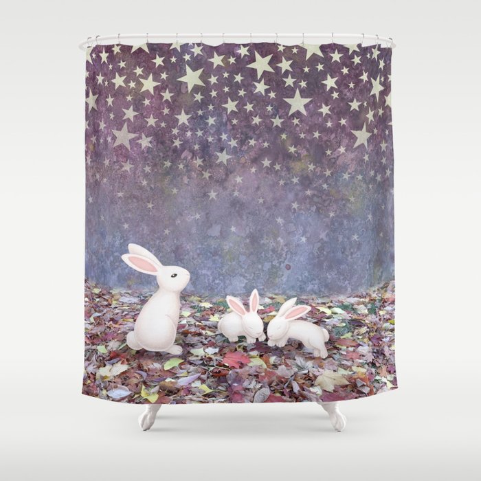 bunnies under the stars Shower Curtain