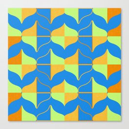 WHALE SONG Midcentury Modern Organic Shapes in Vibrant Yellow and Blue Canvas Print