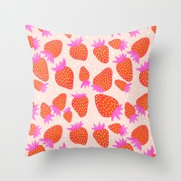 Sweet Summer Strawberry Throw Pillow