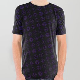 D&D Purple Dice Pattern All Over Graphic Tee