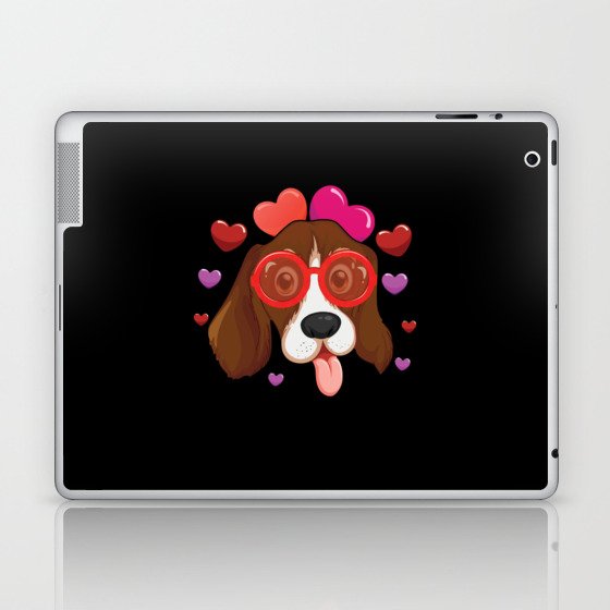Dog Animal Hearts Pet Beagle Head Valentines Day Laptop & iPad Skin