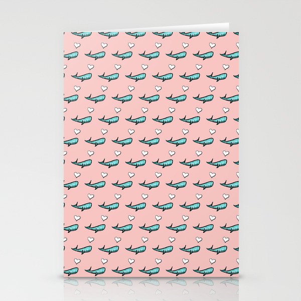 Smiling whale gossamer pink Stationery Cards