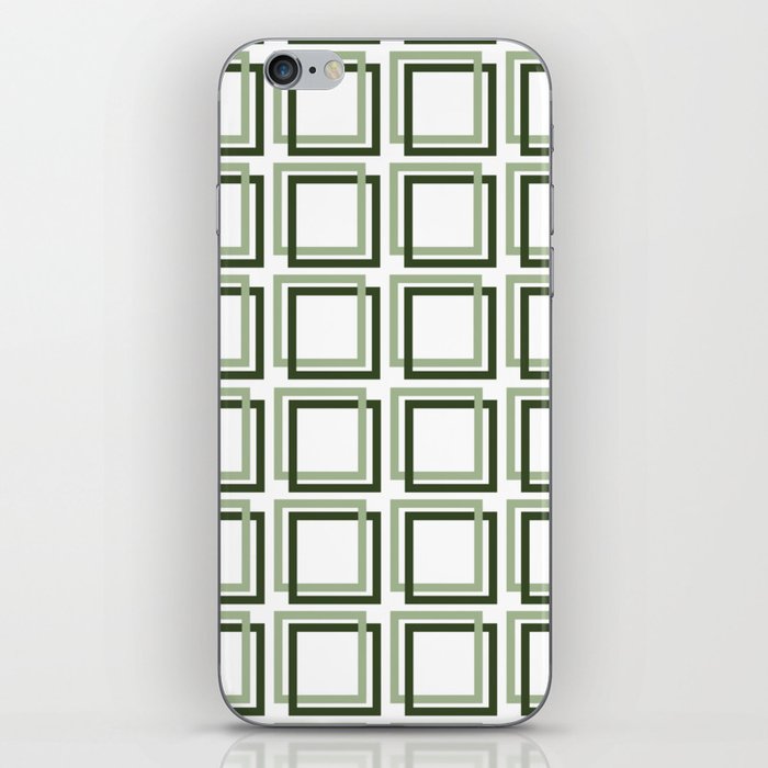 Abstract Monochromatic Sage Green Square Pattern iPhone Skin