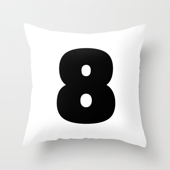 8 (Black & White Number) Throw Pillow
