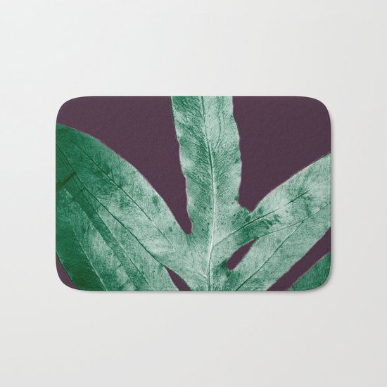 Green Fall Fern Purple Bath Mat