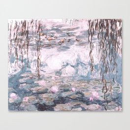Water Lilies Monet Steel Blue Gray Canvas Print
