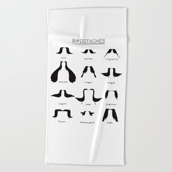 Birdstache Beach Towel