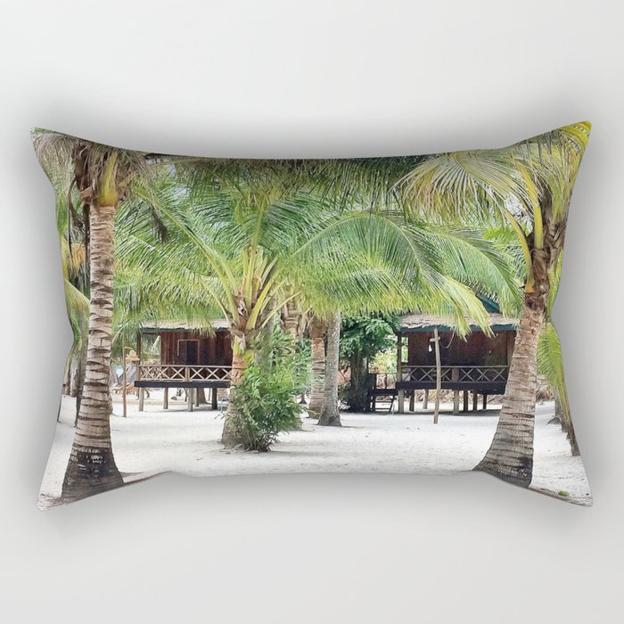 Bungalows on Palm Beach Rectangular Pillow