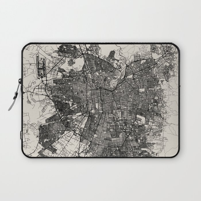 Santiago, Chile - City Map - Black and White Laptop Sleeve