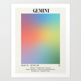 Gemini Zodiac Astrology Gradient Art Print Art Print