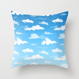 Midday Ombré Sky and Clouds Print Throw Pillow