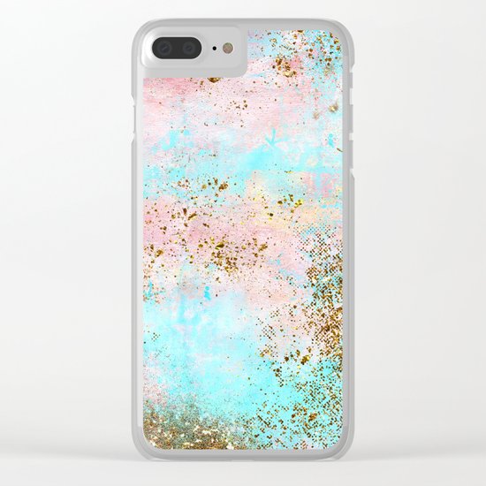 Pink and Gold Mermaid Sea Foam Glitter Clear iPhone Case