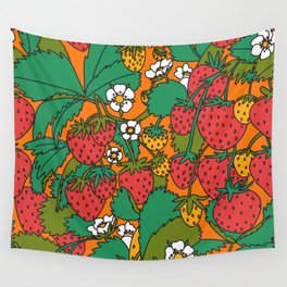 Orange Strawberries Wall Tapestry