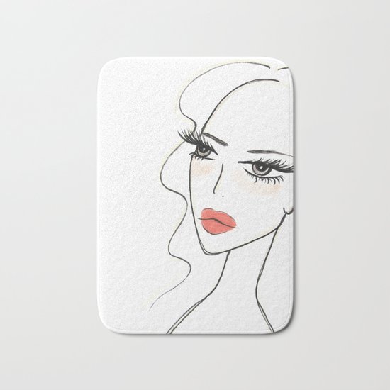 Red lips girl Bath Mat