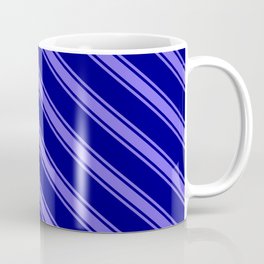 [ Thumbnail: Blue and Medium Slate Blue Colored Lined/Striped Pattern Coffee Mug ]