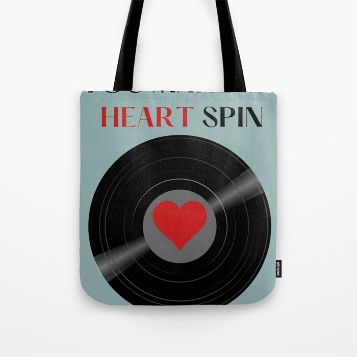 You make my heart spin  Vinyl Record Tote Bag by Funky Taste