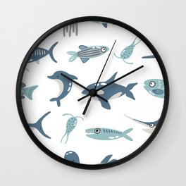 Blue Caribbean Fishes Wall Clock