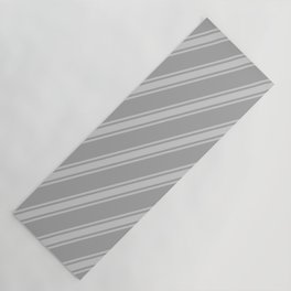 [ Thumbnail: Dark Gray & Light Gray Colored Stripes/Lines Pattern Yoga Mat ]