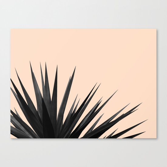 Black Palms on Pale Pink Canvas Print