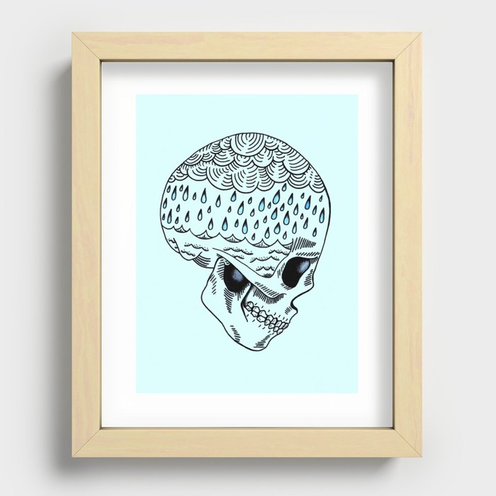 Skull Rain Recessed Framed Print