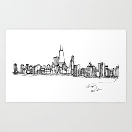 Chicago Skyline (A Continuous Line Drawing) Art Print