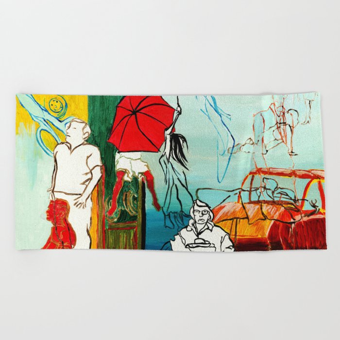 Composition Painting Umbrella Girl With Woman Beach Towel By Catarinagarciaart Society6