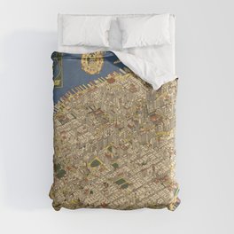 A map of the wondrous isle of Manhattan.-vintage pictorial map Duvet Cover