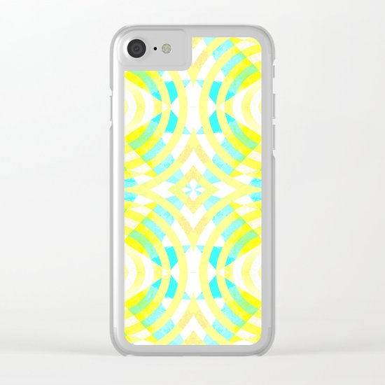Funky geometry in yellow and blue Clear iPhone Case