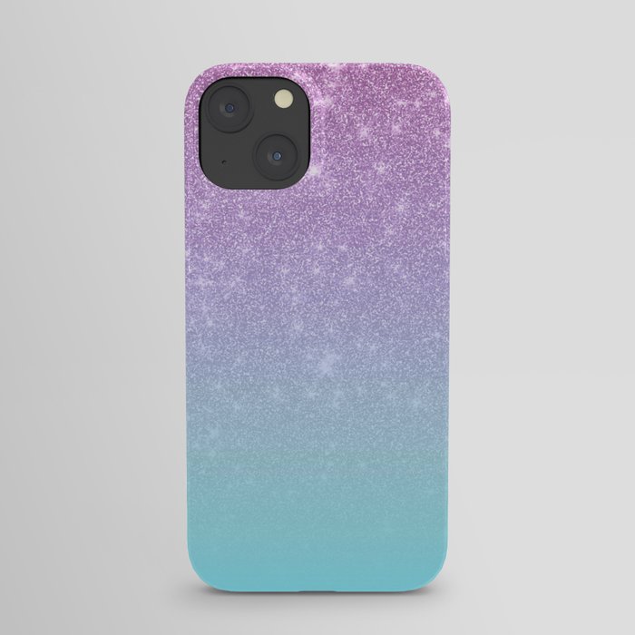 Girly Purple Blue Glitter Ombre Gradient iPhone Case