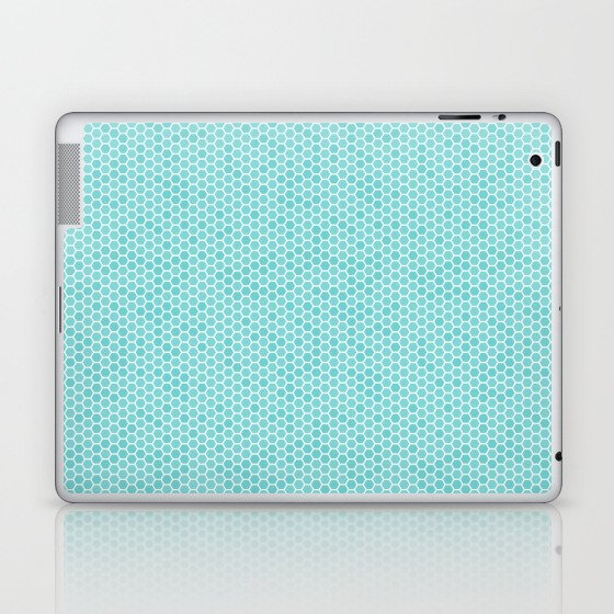 Large Aqua Blue Honeycomb Bee Hive Geometric Hexagonal Design Laptop & iPad Skin