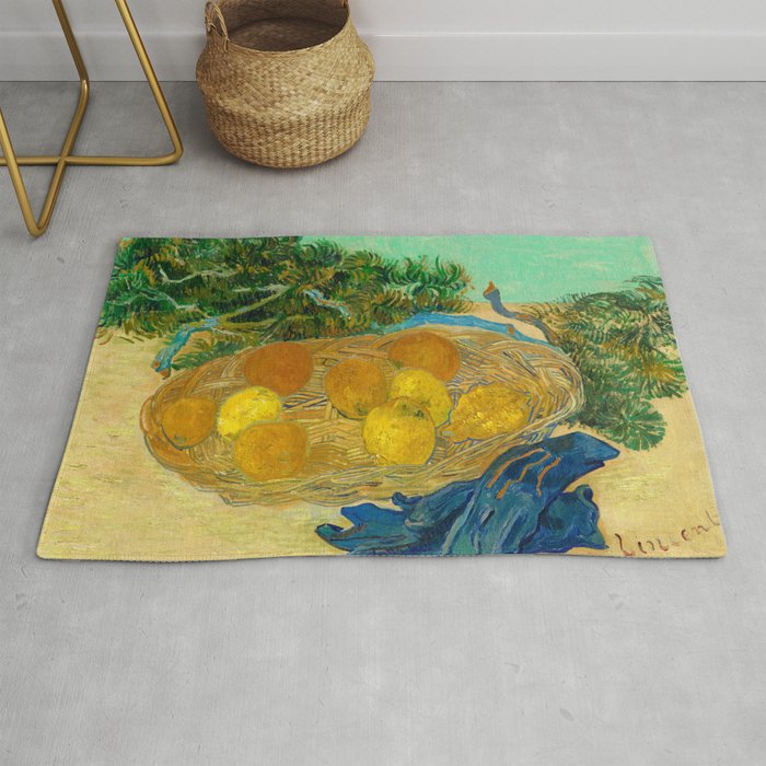 Still Life of Oranges and Lemons with Blue Gloves, 1889 by Vincent van Gogh Rug