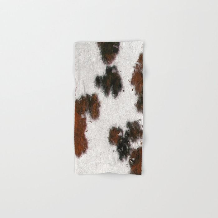 Bohemian Rust Cowhide Patch of Fur Painted with Brushstrokes Hand & Bath Towel