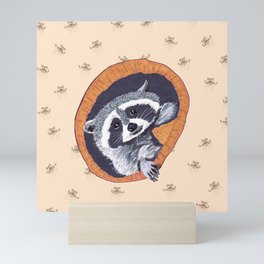 Peeking Raccoons# 1 - Warm Brown Pallet Mini Art Print