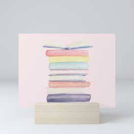 Pastel Book Stack Mini Art Print