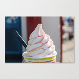 Soft serve colorful stripes in vanilla ice cream Canvas Print