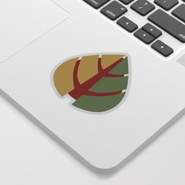 Bold, Abstract Leaves - Red, Khaki, & Olive Sticker