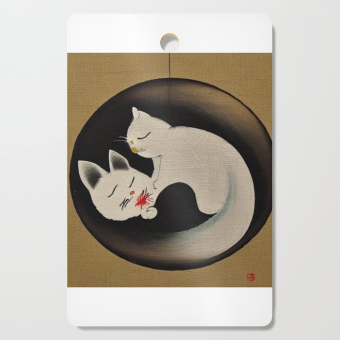 Cat on the Moon Sleeping - Japanese Painting  Cutting Board