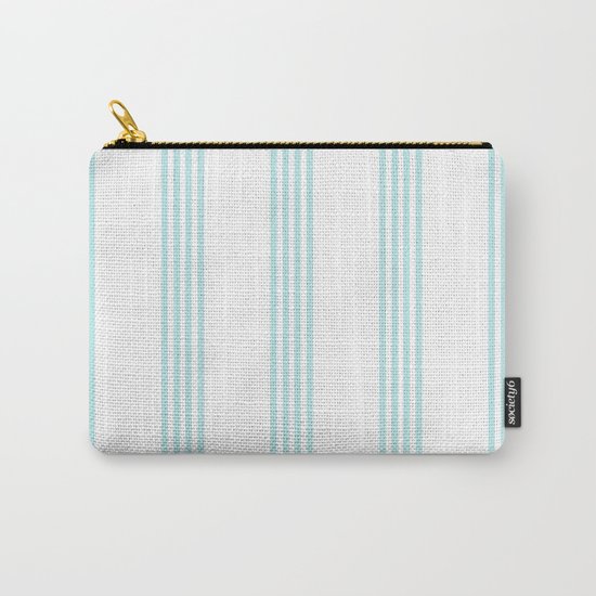 Striped I - Turquoise stripes on white- Beautiful summer pattern Carry-All Pouch