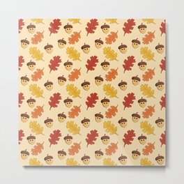 Happy Acorn Pattern - light brown Metal Print | Fallvibes, Autumnpatterns, Thanksgiving, Acornart, Fallleaves, Fall, Acornpattern, November, Cozy, Fallpatterns 