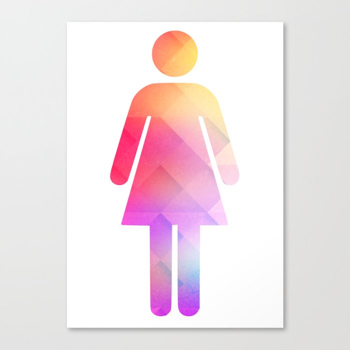 Multicolor retro woman symbol Canvas Print