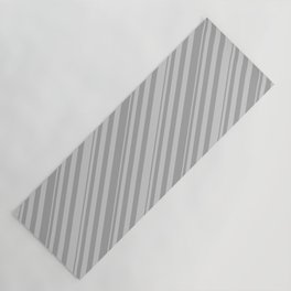 [ Thumbnail: Light Gray and Dark Gray Colored Lines Pattern Yoga Mat ]