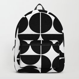 Mid Century Modern Geometric 04 Black Backpack | Minimalist, Midcentury, Modern, Midcenturygeometric, Retro, Illustration, Monochrome, Popart, Vector, Pattern 
