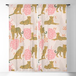 Pink Palm Tropical Cheetah Pattern Blackout Curtain