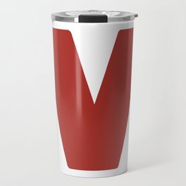 V (Maroon & White Letter) Travel Mug