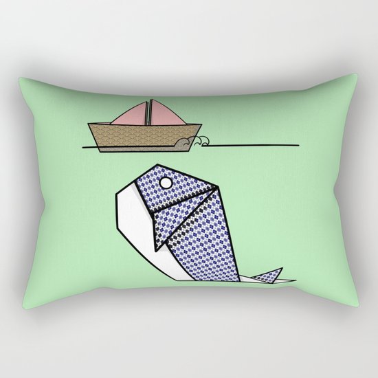 Origami Whale Rectangular Pillow