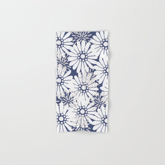 Summer Flowers Dark Blue Hand & Bath Towel